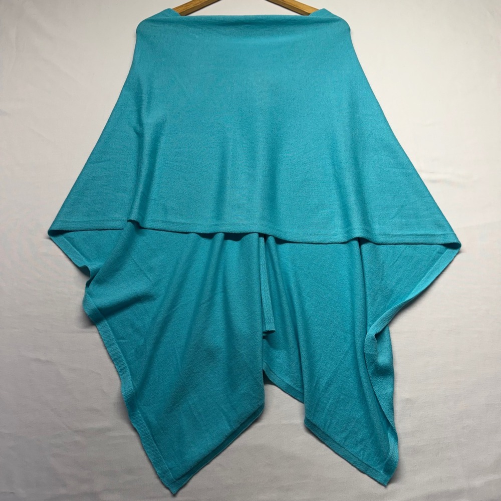 Alashan Poncho Topper Cashmere Blend OS Turquoise Women Casual Luxury Wrap Shawl